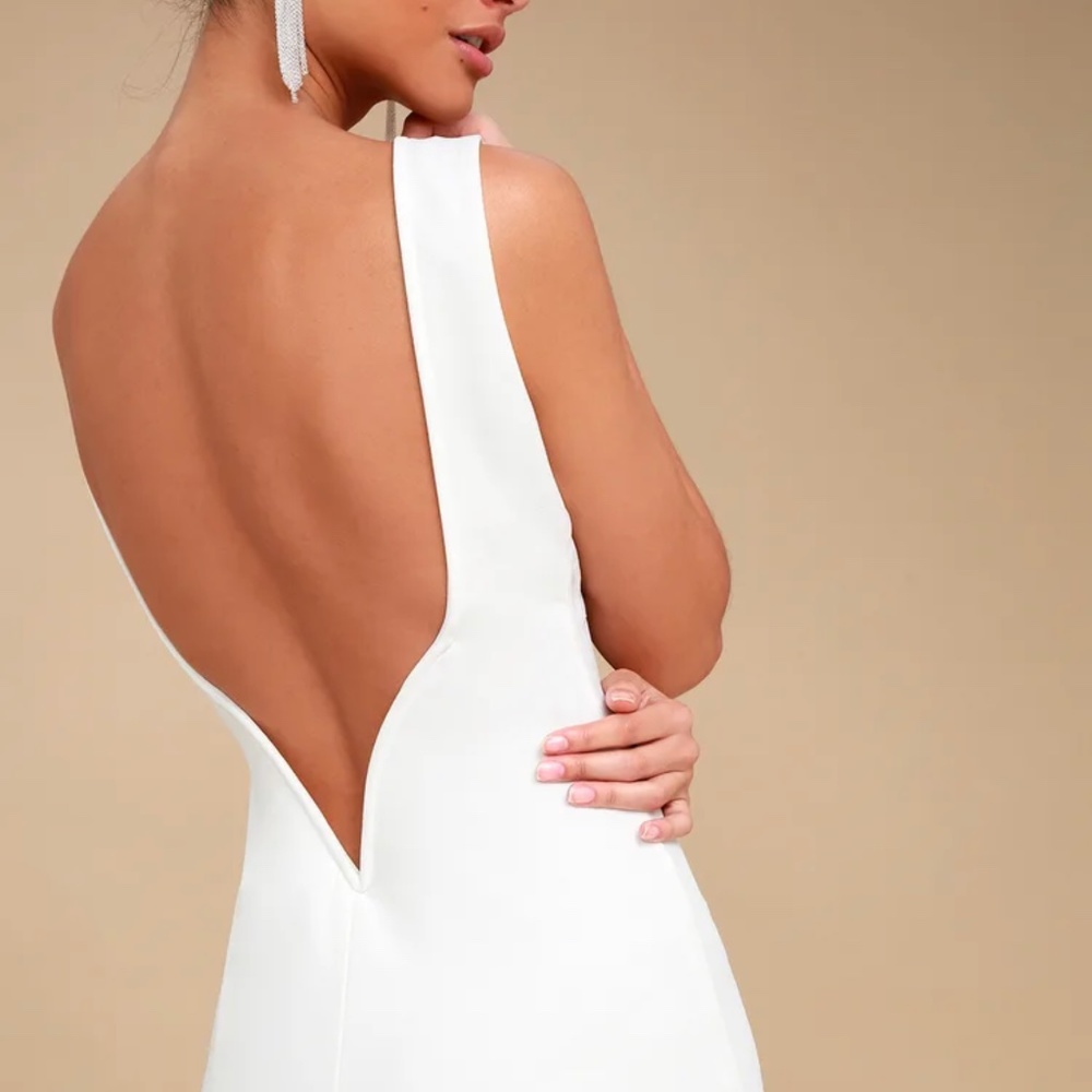Lulus So Stunning White Backless Midi Dress